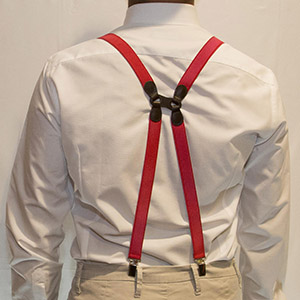 Bretelle Elastico Raso Rosso e Pelle T.Moro H 2.2 cm